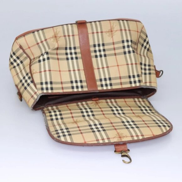 Burberrys Nova Check Boston Bag PVC 2way Beige Auth MX139 - Picture 10 of 15